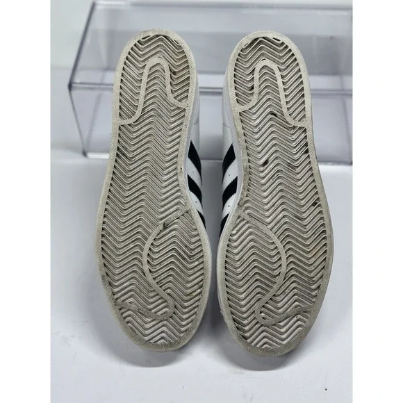 Men's Adidas Superstar Cloud White/Black Leather Sneakers Size 7 Pre-owned - Picture 7 of 8